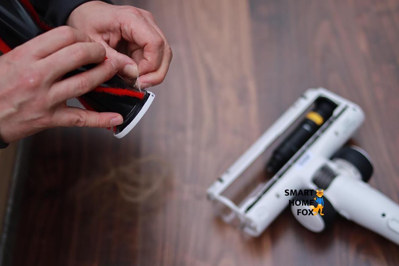 Hair caught on the edge of the roll